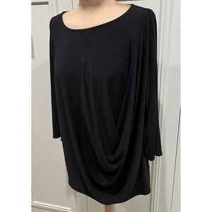 Alfani Black Drapey‎ Blouse Minimalist Dressy Classic Career